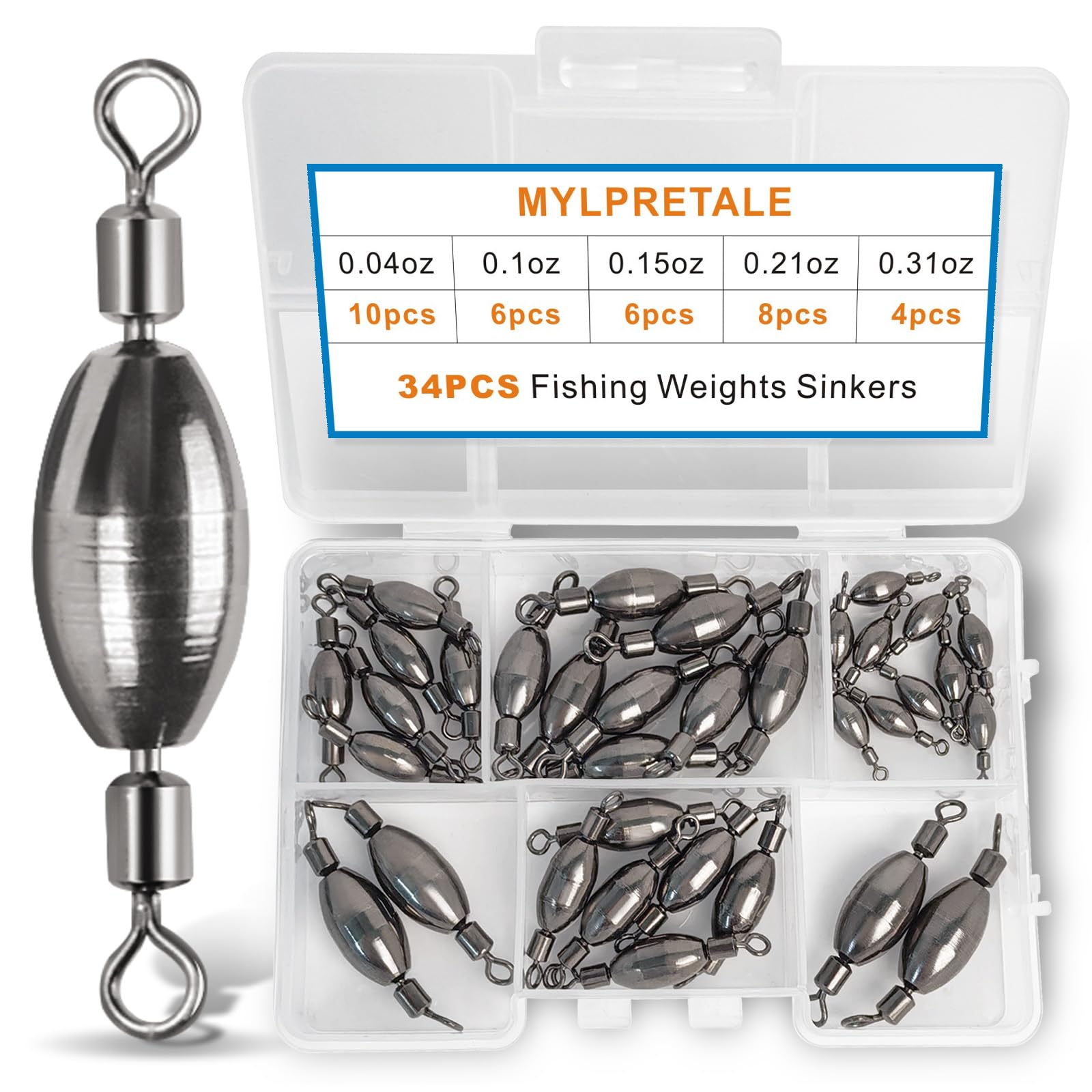 Amazon.com : MYLPRETALE 34Pcs Fishing Weights Swivel Brass Sinkers